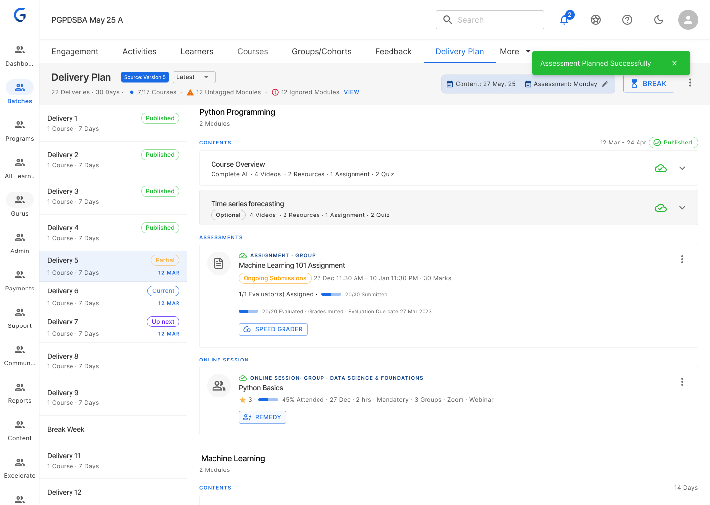 Batch Delivery Planning — View 7